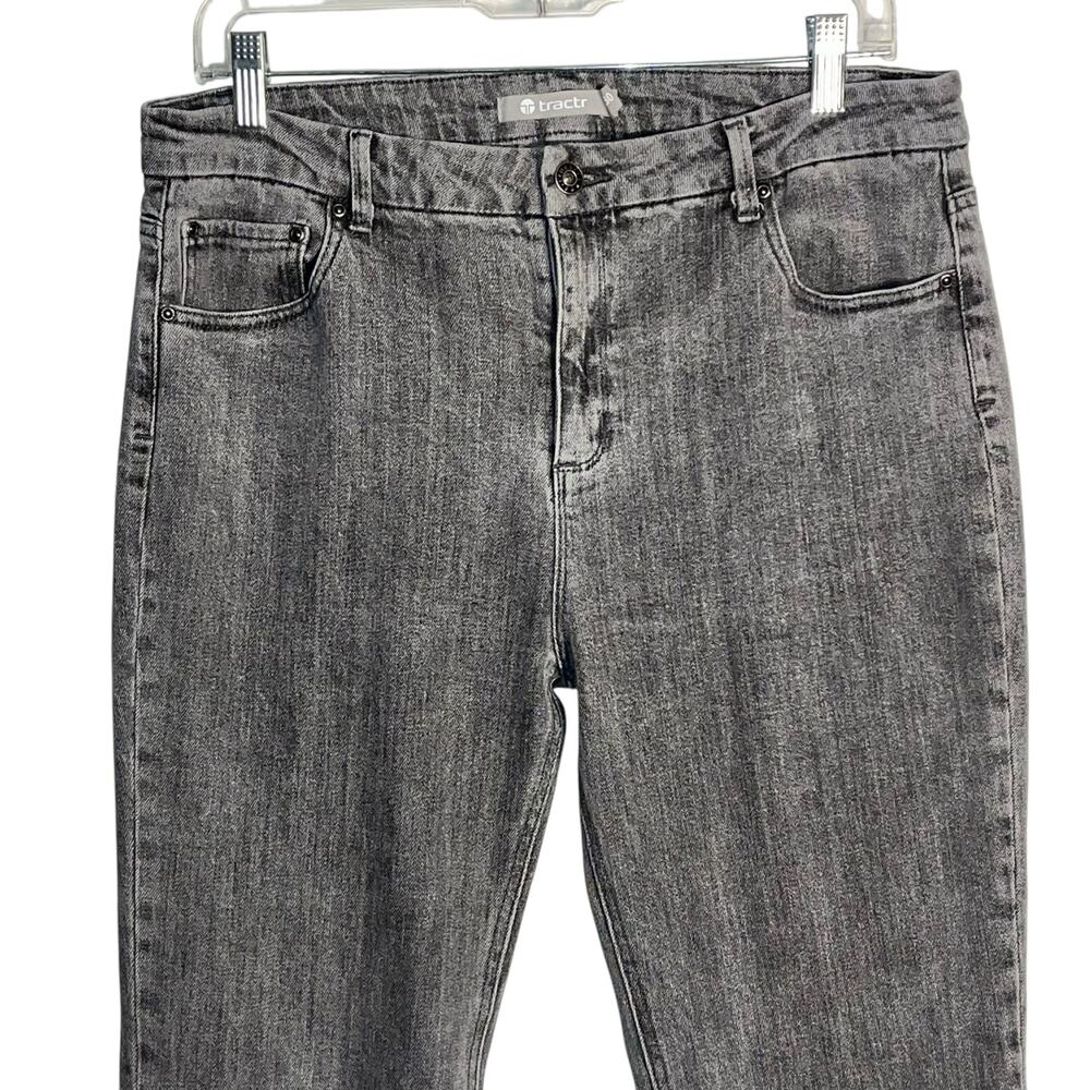 Tractr Gray Flare Jeans Women’s Size 10/30 Raw Hem High Rise Stretch Denim - Picture 2 of 9